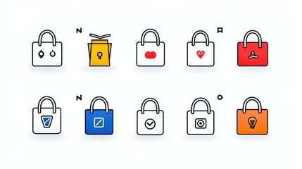 Poster - A collection of simple minimalist outline icons depicting various types of locks keys and reward themed designs in a clean abstract style