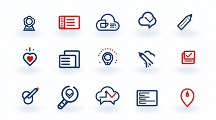 Poster - Minimalist and clean featuring a collection of 15 simple and modern web related icons for user interface and user experience design