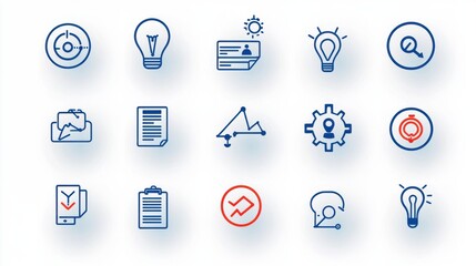 Poster - A collection of clean minimalist outline icons representing various digital interface and technology elements for web app and UI design