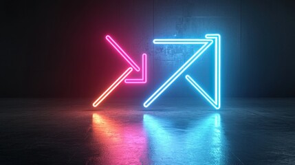 Poster - vibrant neon colored arrow rising with a sense of dynamic energy movement and luminous glow creating