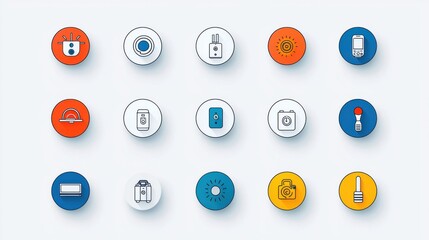 Poster - A collection of clean minimalist icons representing various electrical household appliances and devices
