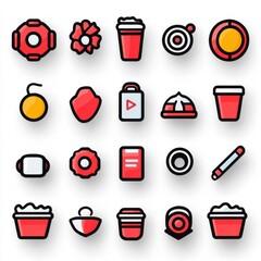 Poster - A collection of 15 stylized minimalist outline icons depicting various modern design elements and digital interface components