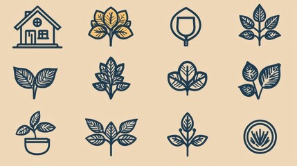 Poster - a collection of 15 minimalist outline icons representing various elements related to corporate susta