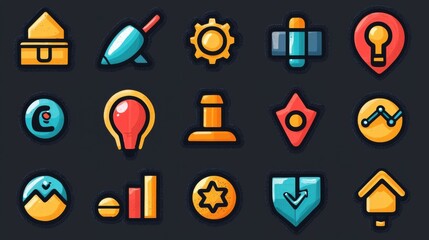 Poster - This set of 15 outline icons focuses on the key elements of team success and motivation including achieving desired outcomes