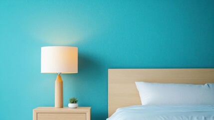 Poster - cozy bedroom scene featuring a plush bed with soft white pillow inviting rest and relaxation in a wa