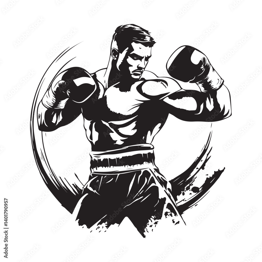 Counter Punch Boxing Image Vector Isolated on white background. Stock ...
