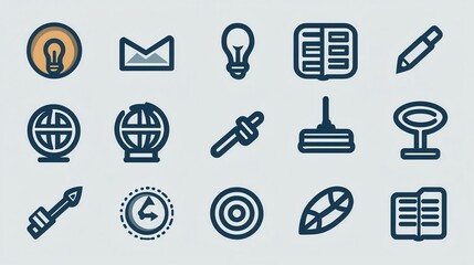 Poster - a collection of 15 minimalist outline icons representing various aspects of corporate governance suc