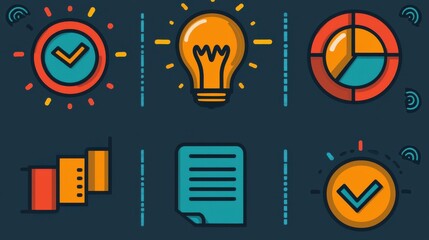 Poster - this image showcases a variety of icons and graphic elements commonly used in corporate business and