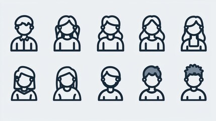 Poster - A collection of simplified silhouette icons representing a diverse group of people suitable for use in digital interfaces websites and applications