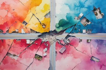 Poster - Vibrant Abstract Artwork Featuring Colorful Paper Pieces Layered Creatively to Invoke Emotion and Inspire Imagination in Modern Artistic Expression