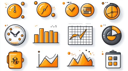 Poster - collection of various statistical data visualization icons charts graphs and infographic elements fo