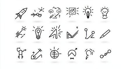 Poster - A comprehensive set of 30 minimalist outline style cursor and navigation icons with a clean modern and sleek visual aesthetic suitable for various digital interfaces and applications