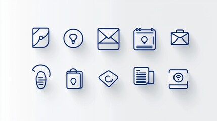 Poster - A collection of 15 minimalist and clean outline icons covering various digital and technological interface elements