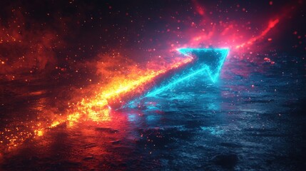 Poster - A mesmerizing radiant arrow piercing through a cosmic nebula surrounded by swirling clouds of vibrant neon colors and celestial energy