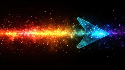 Poster - A dynamic luminous arrow surging forward its trail of vibrant neon colors and radiant energy creating a captivating futuristic display