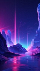 Wall Mural - neon aurora color glowing in abstract illustration background
