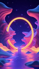 Wall Mural - neon dream color glowing in abstract illustration background