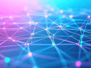Fototapete - Vibrant Abstract Background Featuring Harmonious Blue and Pink Color Palette Enhanced with Intricate Lines and Dots Creating a Contemporary Artistic Vibe