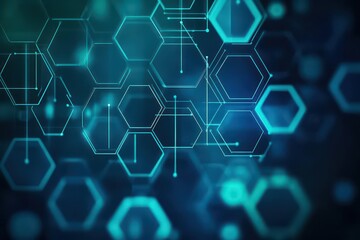 Poster - Vibrant Blue Background Featuring Intricate Hexagonal Patterns Creating a Modern and Dynamic Visual Aesthetic Perfect for Technology and Design Themes