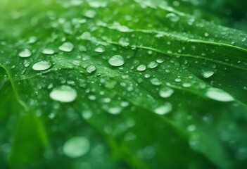 Wall Mural - over leaf fresh green drops background rain texture natural freshness life botany decoration organic