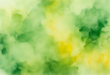 Wall Mural - yellow painted abstract watercolor green background hand colors warm textured wallpaper material bri