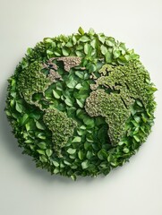Poster - Planet Earth designed completely with green leaves symbolizes environmental sustainability and care for nature