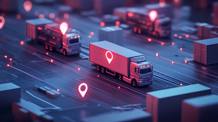 Wall Mural - digital ai map shows gps pins innovating delivery services and future transport logistics. automatio