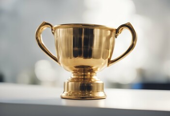 stands sports gold cup metal background one white success succeed pride first competition award vict
