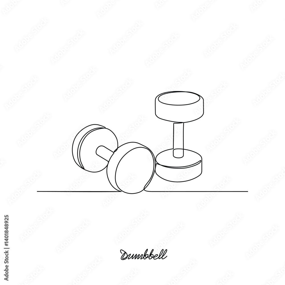 Dumbbell Rack Line Drawing One continuous line drawing of a Dumbbell tools for gymnastics at ...