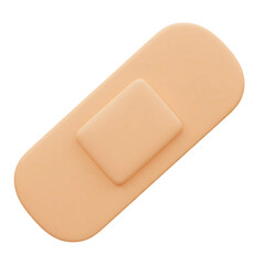 3d adhesive bandage on transparent background