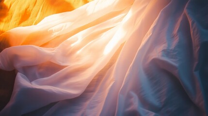 Poster - soft light filtering through flowing fabric creates a serene atmosphere in a tranquil space during g