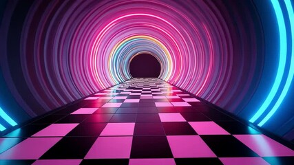 Poster - neon tunnel of modernity: a captivating digital rendering presents a futuristic perspective down a n