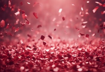 Poster - red background confetti abstract year christmas glow birthday greeting blur merry event anniversary new graphic shiny falling illustration carnival wallpaper festival happy bokeh wedding defocused