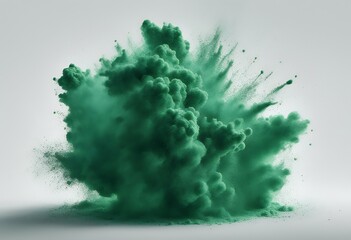 Wall Mural - background green white powder explosion gas design isolated splash nobody powdered smog sphere colou