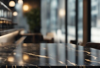 Aufkleber - window montage abstract marble mock interior gold cafe blur black table can display restaurant top background used glass banner empty stone design product shelf platform dais showroom pattern