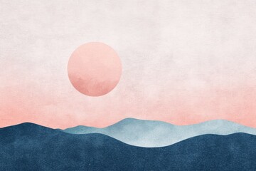 Aufkleber - Pastel moon above soft hills creates a serene atmosphere for evening contemplation