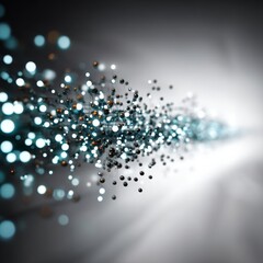 Leinwandbilder - Abstract Spheres and Lights: Network Connection with Data Flow and Information Transfer in Dark Background