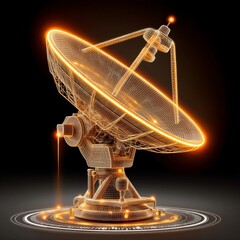 Aufkleber - Glowing Satellite Dish Abstract Wireframe: A Digital Vision of Communication Technology