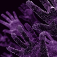 Poster - Violet Virtual Reality: Abstract Hands in a Digital Mesh, Exploring Artificial Intelligence and Human Connection