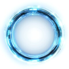 futuristic blue glowing hud circle with soft light effect on clean white background perfect for sci-