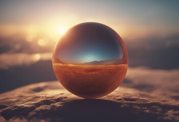 Poster - sun mercury illustration sunset 3d planet corona landscape light heaven horizon star glowing view fi