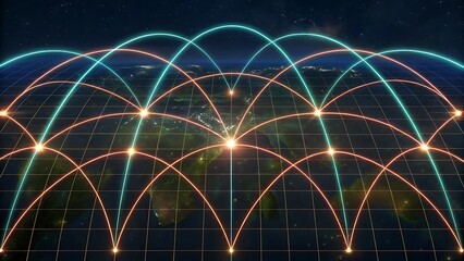 Fototapete - Global network connection, digital world, futuristic technology