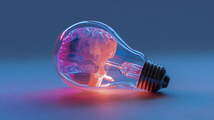 Poster - Brain light bulb idea concept creative thinking innovation intelligence knowledge power mind inspiration