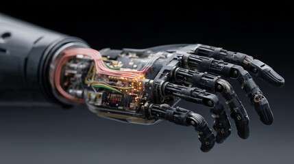 Poster - Advanced robotic arm technology future innovation prosthetic hand cybernetics engineering design