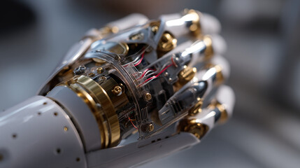 Poster - Robotic hand technology advanced artificial intelligence prosthesis future innovation engineering design concept