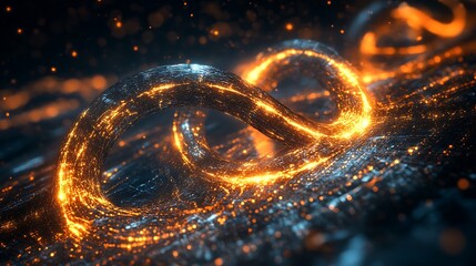 Aufkleber - Abstract Glowing Infinity Symbol with Digital Art Creation for futuristic technology science fantasy imagination mystical infinite concept.