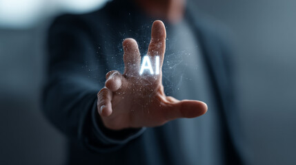 Poster - Ai artificial intelligence hand touching virtual screen technology concept future innovation data