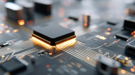 Poster - Computer chip technology semiconductor processor motherboard cpu circuit board microchip design