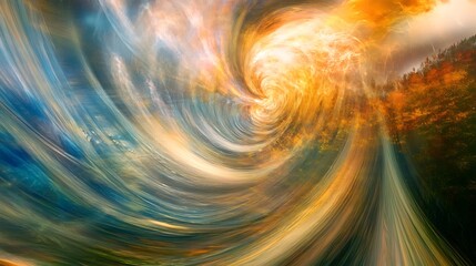 Aufkleber - Abstract Vortex of Autumnal Colors with Whirlwind of Nature's Hues for artistic creative imagination fantasy dreamlike concept.