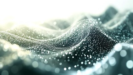 Fototapete - Abstract Digital Wave: A captivating digital rendering showcases an ethereal, flowing wave composed of countless luminous particles, evoking a sense of both cosmic vastness and intricate detail.